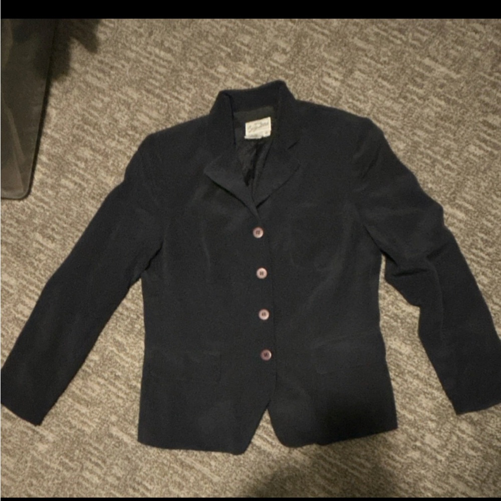 Vintage Parisian Signature 100% Silk Skirt Suit Set Black Size 12
